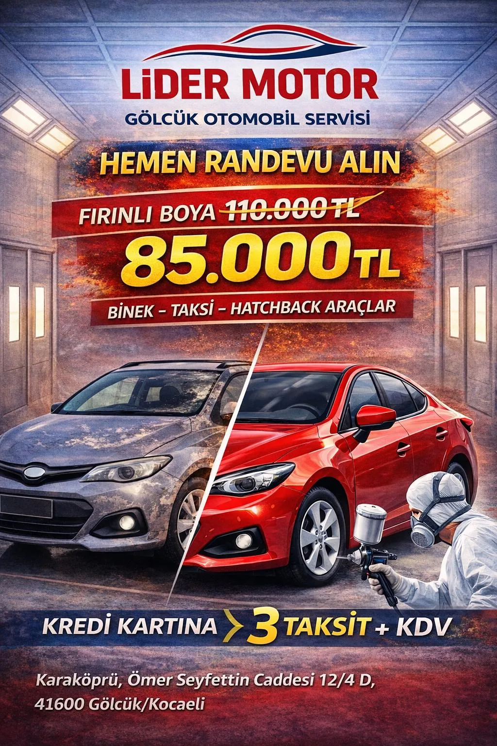 Lider Motor Gölcük Karaköprü atölye dış görünümü, kaporta fırınlı boya servisi